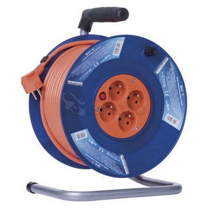 Obrázek produktu  Prodlužovací kabel na bubnu 50m/4zásuvky 3x1,5mm2 oranžová EMOS P19450 1908045010 4