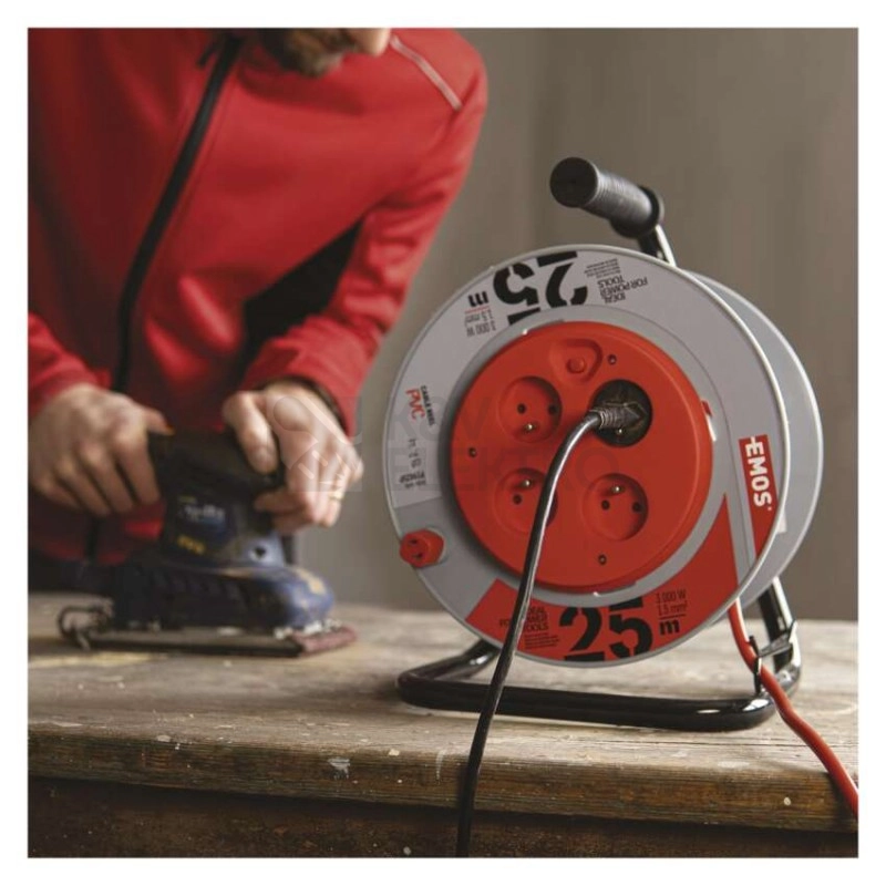 Obrázek produktu Prodlužovací kabel na bubnu 25m/4zásuvky 3x1,5mm2 oranžová EMOS P19425 1908042501 1