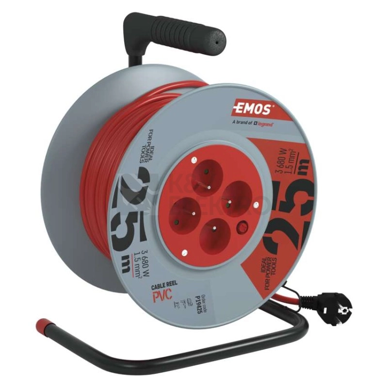 Obrázek produktu Prodlužovací kabel na bubnu 25m/4zásuvky 3x1,5mm2 oranžová EMOS P19425 1908042501 9