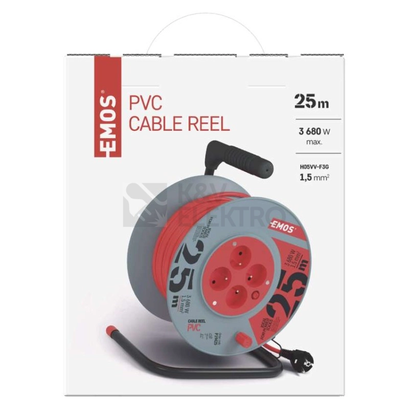 Obrázek produktu Prodlužovací kabel na bubnu 25m/4zásuvky 3x1,5mm2 oranžová EMOS P19425 1908042501 10