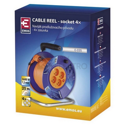 Obrázek produktu  Prodlužovací kabel na bubnu 25m/4zásuvky 3x1,5mm2 oranžová EMOS P19425 1908042501 4