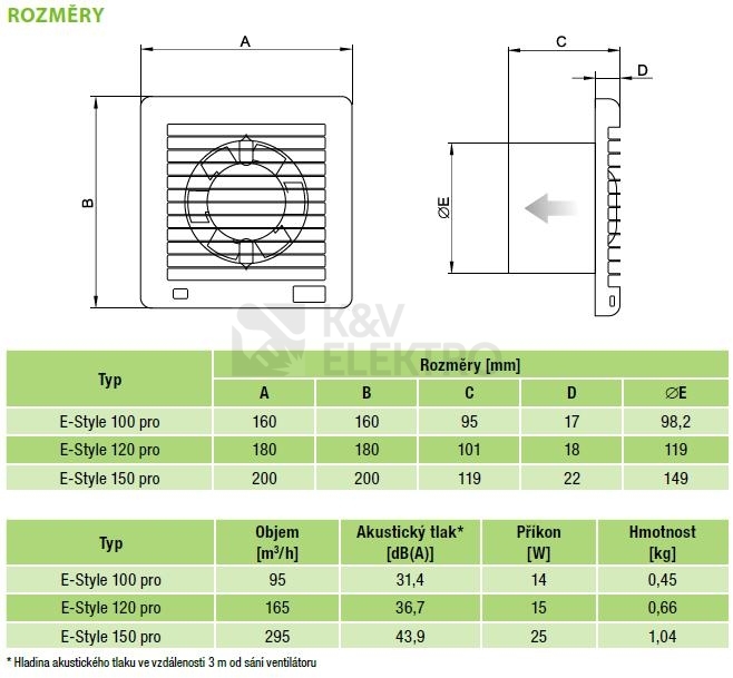 Obrázek produktu  Axiální ventilátor do koupelny se zpětnou klapkou E-STYLE 100 PRO 1