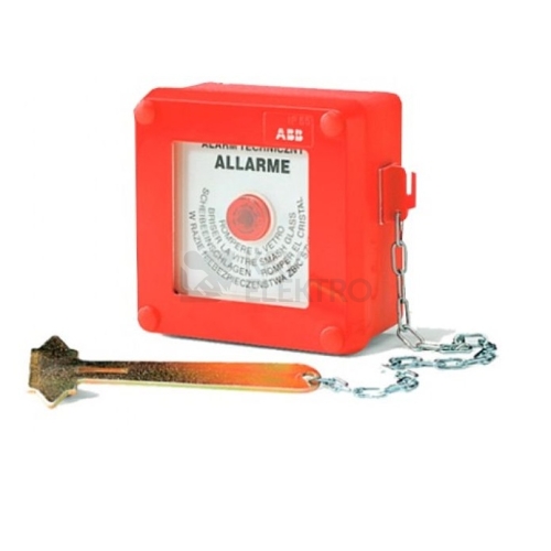Nouzové požární tlačítko s kladívkem ABB LUCA13180 na povrch IP55