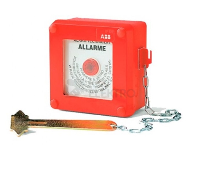 Obrázek produktu Nouzové požární tlačítko s kladívkem ABB LUCA13180 na povrch IP55 0