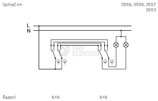 Obrázek produktu ABB vypínač č.6+6 dvojitý 3559-A52345 2