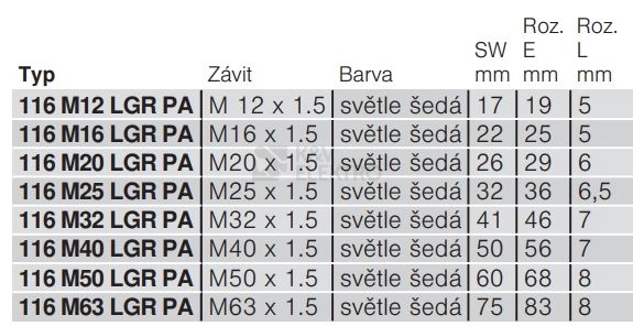 Obrázek produktu Matice OBO 116 M20 LGR PA světle šedá 2048922 1