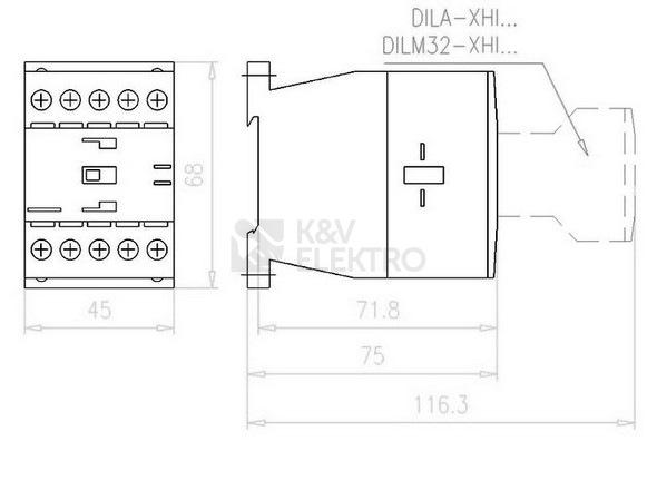 Obrázek produktu Stykač DILM7-01 7A/3kW AC-3 22A AC-1 1V 24V EATON DILM7-01(24VDC) 276600 1
