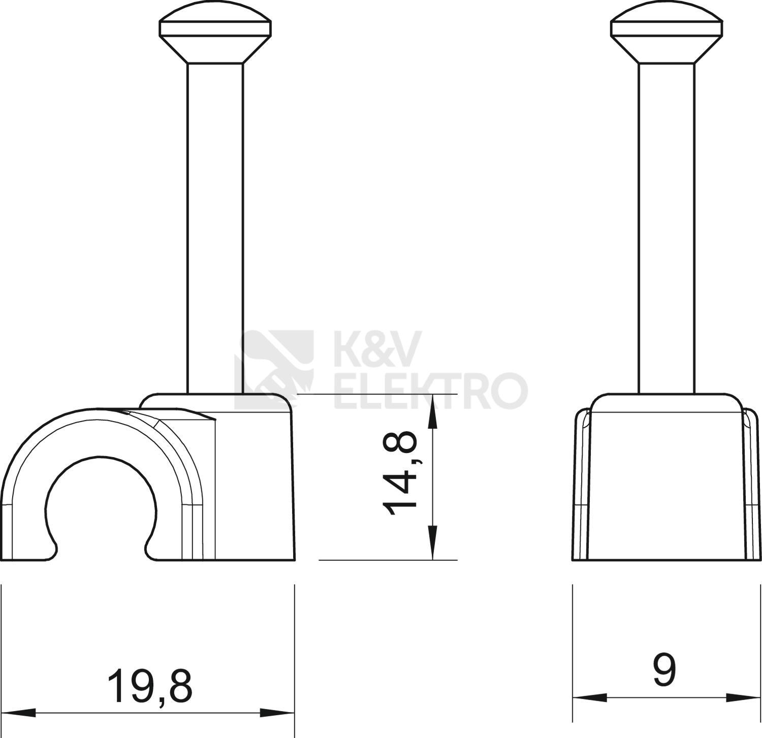 Obrázek produktu Kabelová příchytka OBO 2012 25 RW d=12mm L25 bílá 2226014 3