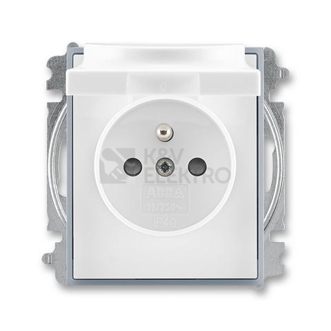 Obrázek produktu ABB Element zásuvka bílá/ledová šedá 5519E-A02397 04 s víčkem 0