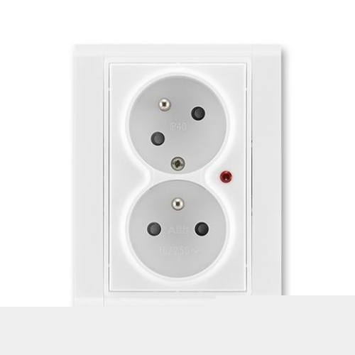 ABB Time dvojzásuvka bílá/bílá 5593F-C02357 03 s přepěťovou ochranou
