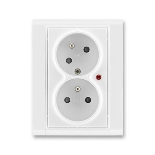 ABB Time dvojzásuvka bílá/bílá 5593F-C02357 03 s přepěťovou ochranou