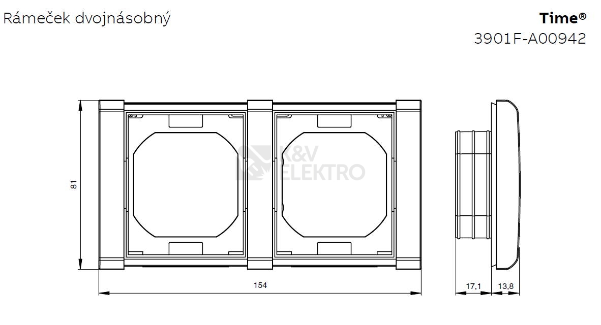 Obrázek produktu ABB Time dvojrámeček IP44 titanová 3901F-A00942 G 1