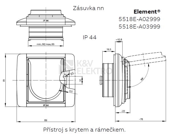 Obrázek produktu ABB Time zásuvka IP44 šampaňská 5518E-A02999 33 s clonkami 1