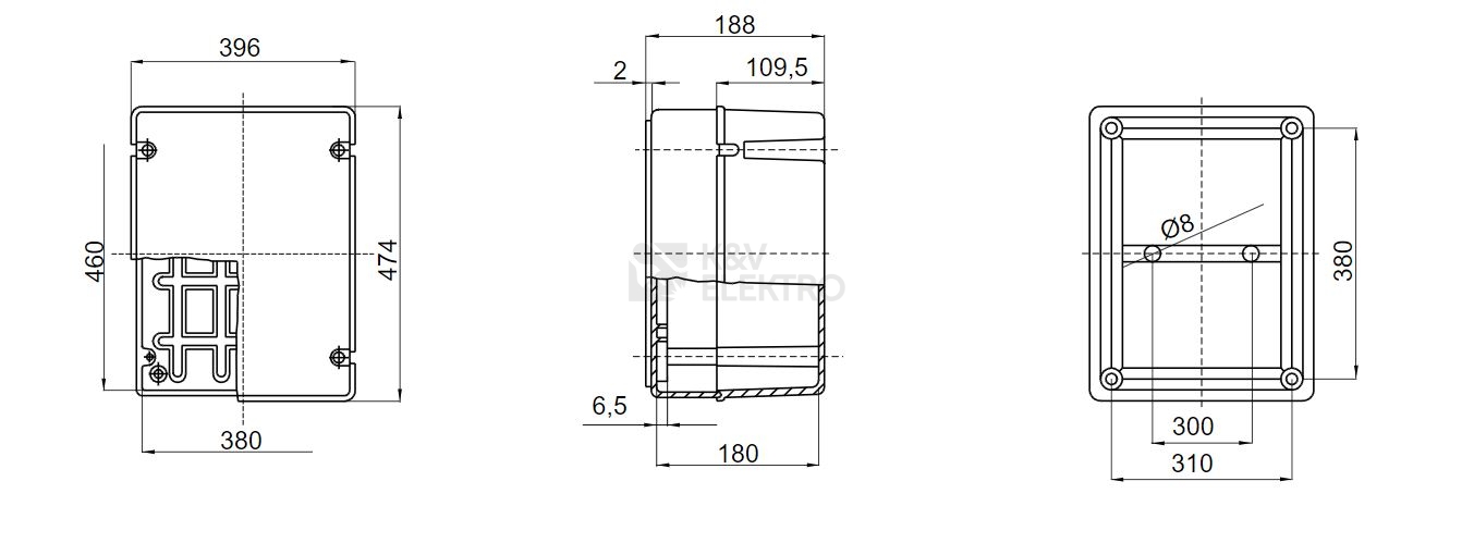 Obrázek produktu Rozvodná krabice GEWISS GW44421 474x396x188mm IP56 na omítku 1