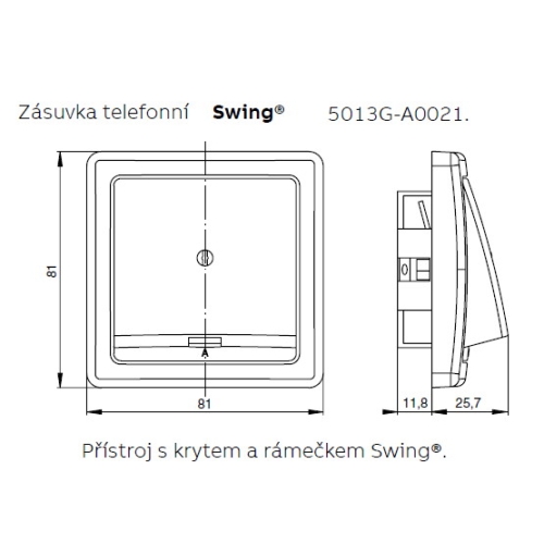 ABB Swing (L) kryt zásuvky telefonní jasně bílá 5013G-A00213 B1