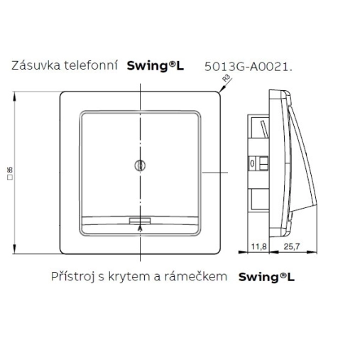 ABB Swing (L) kryt zásuvky telefonní jasně bílá 5013G-A00213 B1 (obrázek 3)