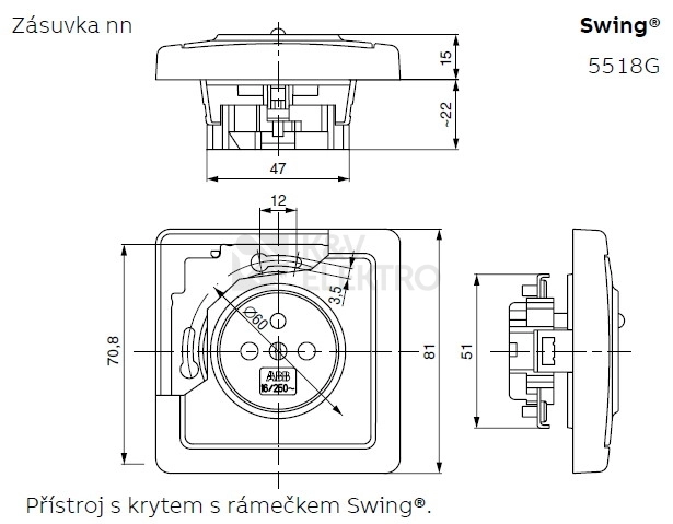 Obrázek produktu ABB Swing (L) zásuvka hnědá 5518G-A02349 H1 1