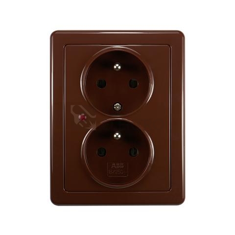 Obrázek produktu ABB Swing dvojzásuvka s přepěťovou ochranou hnědá 5592G-C02349 H1 0