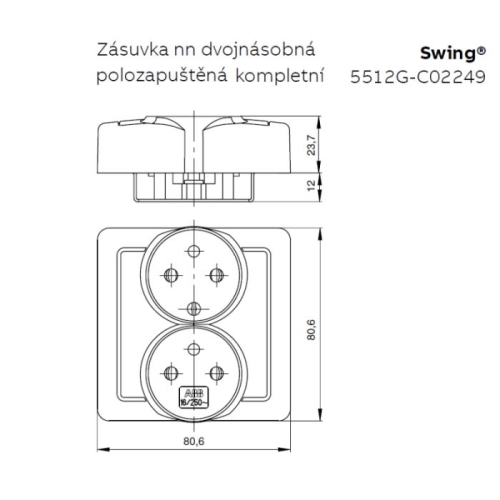 ABB Swing dvojzásuvka krémová 5512G-C02249 C1 polozapuštěná