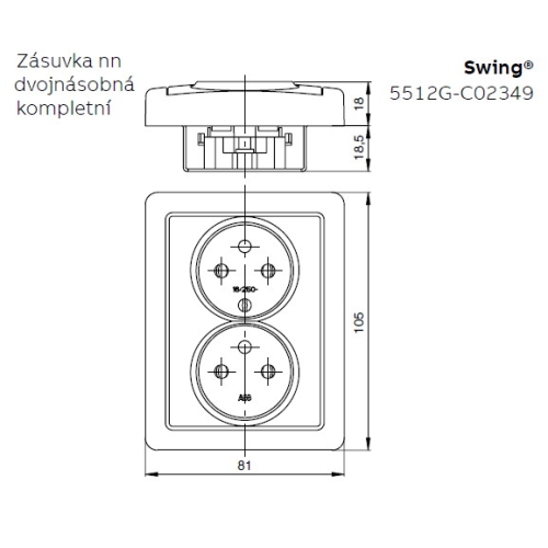 ABB Swing dvojzásuvka béžová 5512G-C02349 D1