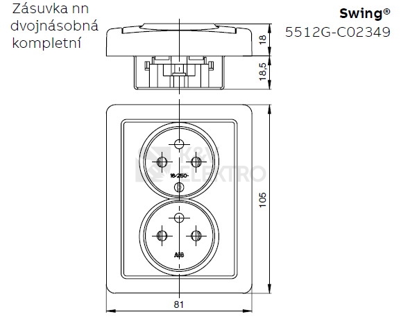 Obrázek produktu ABB Swing dvojzásuvka béžová 5512G-C02349 D1 1