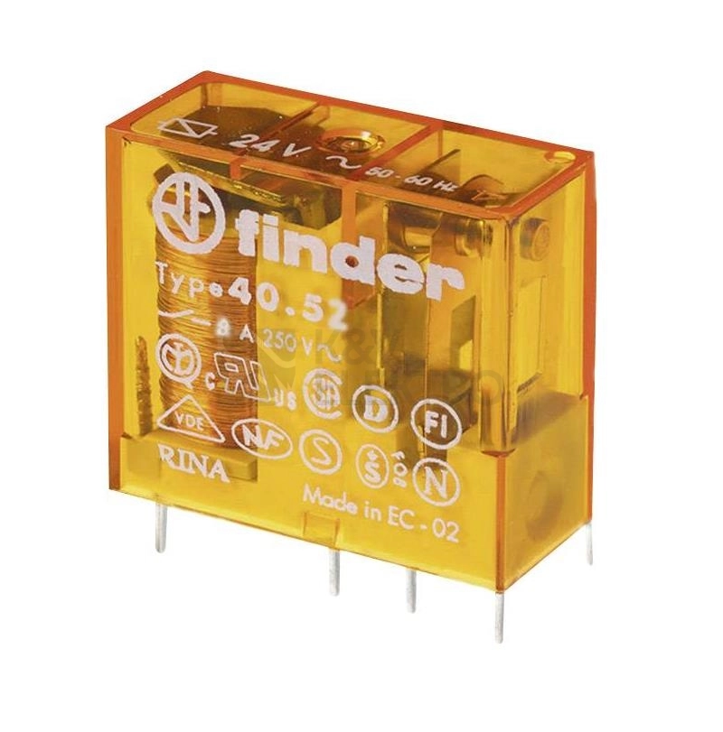 Obrázek produktu Spínací relé paticové Finder 2P (dvouřadé) 8A 24VAC 40.52.8.024.0000 0