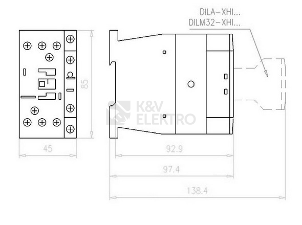 Obrázek produktu Stykač DILM32-10 32A/15kW AC-3 45A AC-1 1Z 230V EATON DILM32-10(230V50HZ,240V60HZ) 277260 1