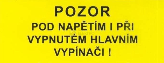 Obrázek produktu Samolepka pozor pod napětím i při vypnutém vypínači (žlutá) 35x90mm 0