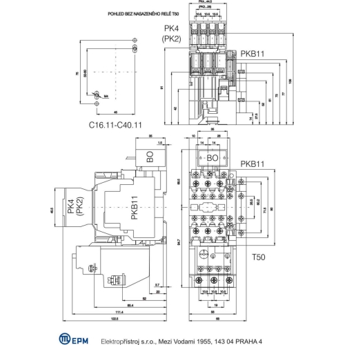 Stykač 40A 3P Elektropřístroj C40.11 220-230V/50HZ 1NO+1NC