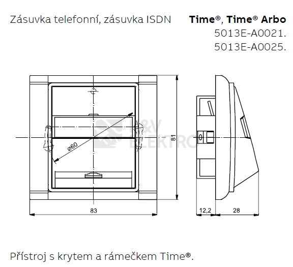 Obrázek produktu ABB Time, Time Arbo kryt zásuvky ISDN titanová 5013E-A00252 08 1