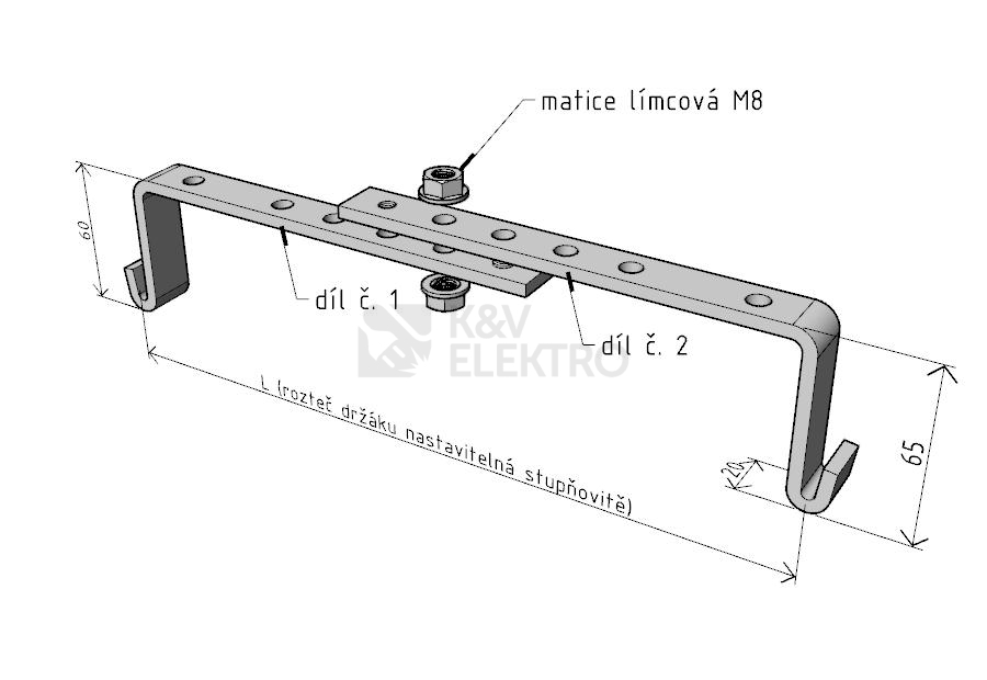 Obrázek produktu Nastavitelný držák žlabu Arkys Merkur 2 DZM 4 GZ ARK-214040 1