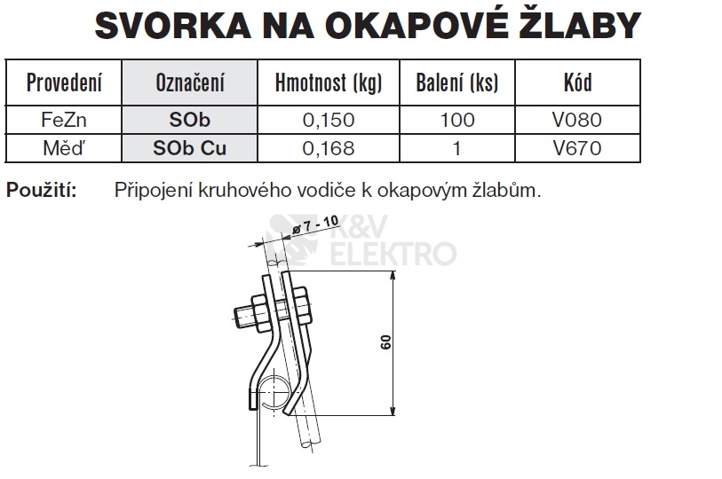 Obrázek produktu Svorka na okapové žlaby měď SOb Cu TREMIS V670 1