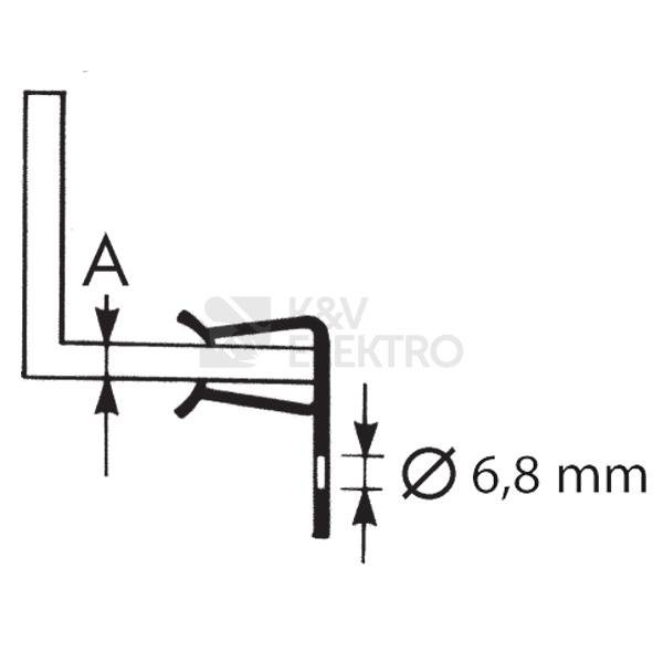 Obrázek produktu Natloukací příchytka 4H912 s otvorem 6,8mm pro závěs, na profil 14-20mm 1