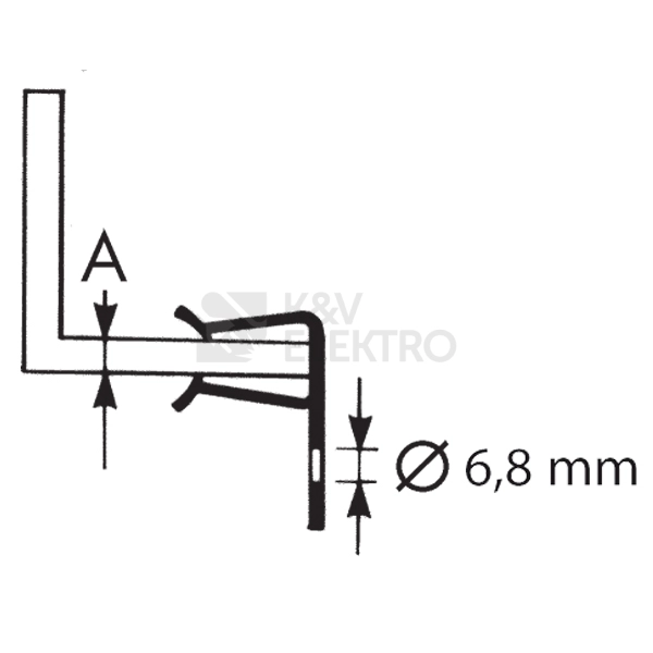 Obrázek produktu Natloukací příchytka 4H912 s otvorem 6,8mm pro závěs, na profil 14-20mm 1
