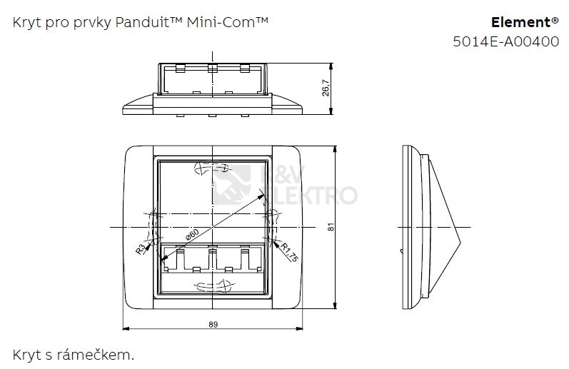 Obrázek produktu ABB Element kryt LED osvětlení nebo datové zásuvky slonová kost/ledová bílá 5014E-A00400 21 pro Panduit Mini-Com 1