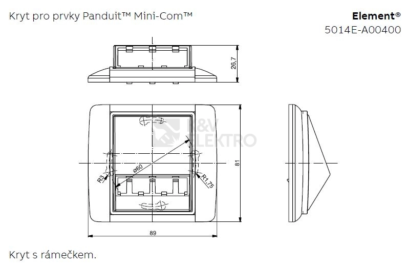Obrázek produktu ABB Element,Time kryt LED osvětlení nebo datové zásuvky bílá/ledová bílá 5014E-A00400 01 pro Panduit Mini-Com 2