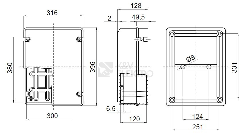 Obrázek produktu Rozvodná krabice GEWISS GW44410 396x316x128mm IP56 na omítku 1