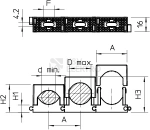 Obrázek produktu Příchytka řadová OBO 2037 16-24 LGR d=16-24mm 2250241 2