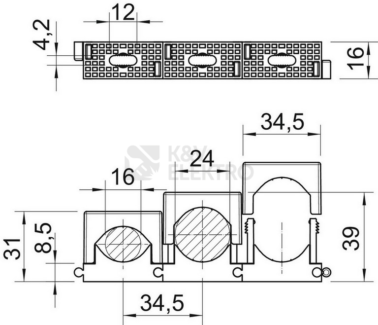 Obrázek produktu Příchytka řadová OBO 2037 16-24 LGR d=16-24mm 2250241 3