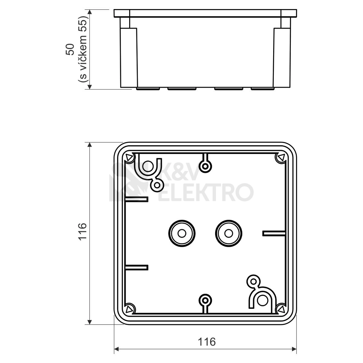 Obrázek produktu Krabice KOPOS 8112 LA 117x117x58mm IP54 tmavě šedá 1