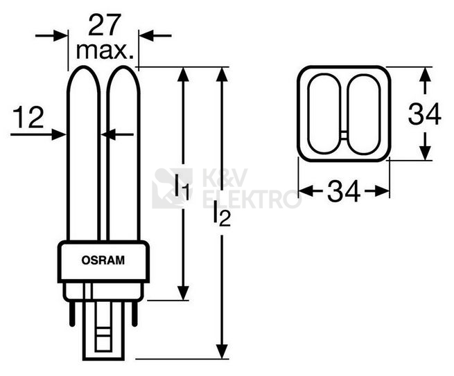 Obrázek produktu Úsporná zářivka OSRAM DULUX D/E 26W/840 G24q-3 neutrální bílá 4000K 2