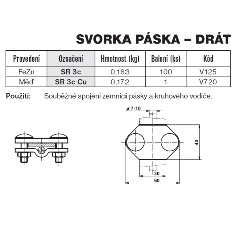 Svorka páska-drát SR 3c TREMIS V125