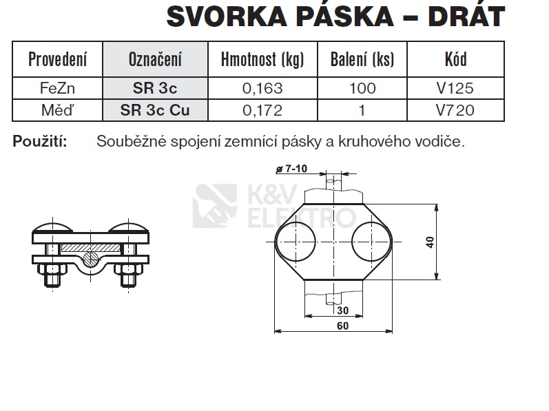 Obrázek produktu Svorka páska-drát SR 3c TREMIS V125 1