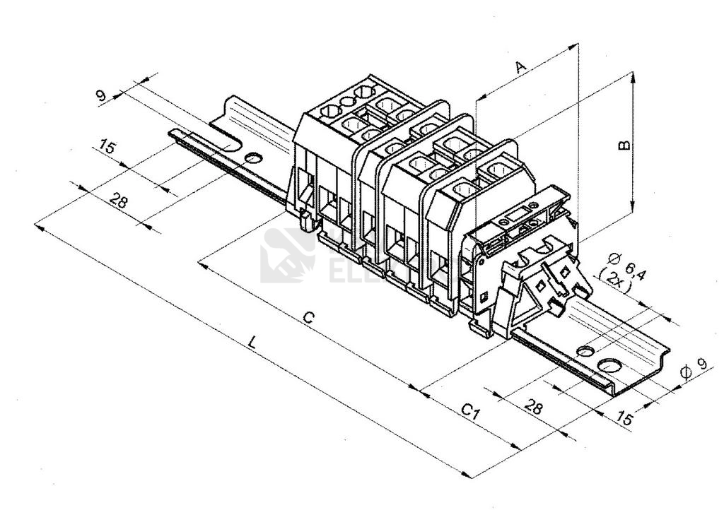Obrázek produktu Výzbroj stožárová Elektro Bečov SV 6.6.4 průchozí TN-C H111410 1