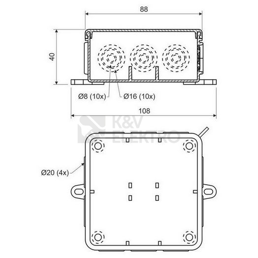 Obrázek produktu Krabice KOPOS 8130 KA IP54 šedá, 85x85x40mm 1