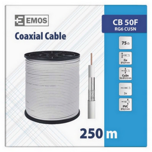 Koaxiální kabel bílý CB50F EMOS S5231S metráž