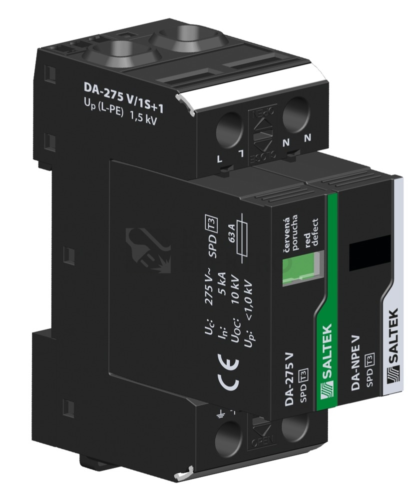 Obrázek produktu Přepěťová ochrana DA-275 V/1+1 jednofázová, zapojení 1+1, 230V/63A 0