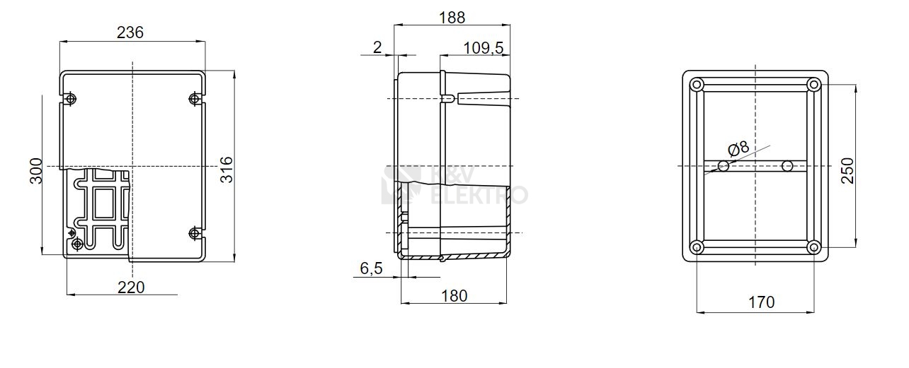 Obrázek produktu Rozvodná krabice GEWISS GW44419 316x236x188mm IP56 na omítku 1