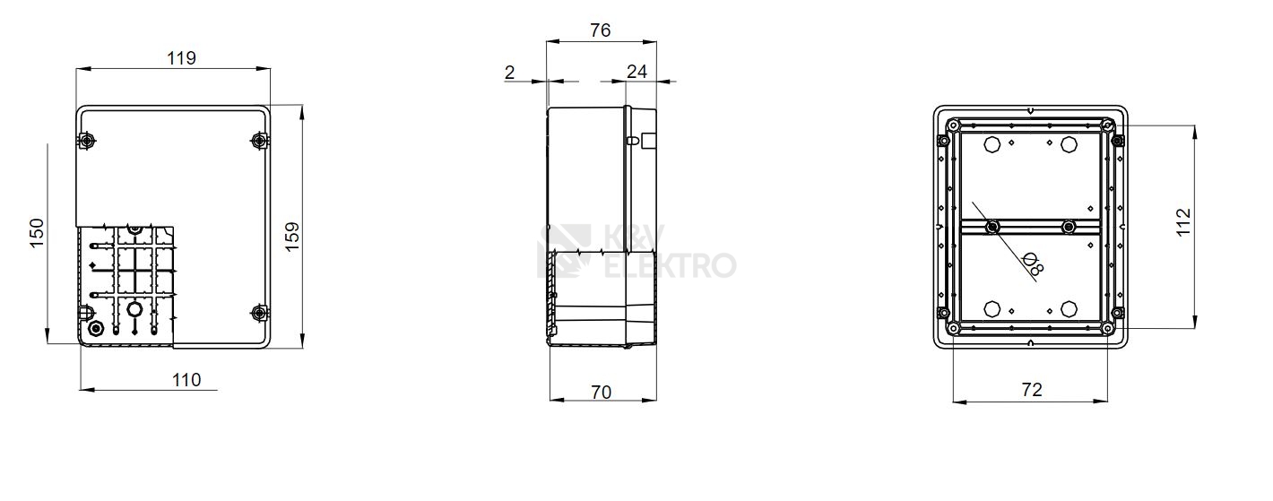 Obrázek produktu Rozvodná krabice GEWISS GW44406 159x119x76mm IP56 na omítku 1