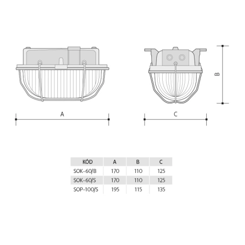 Svítidlo Panlux OVAL SOK-60/S 60W E27 šedá IP44 (obrázek 6)